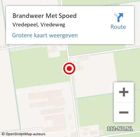 Locatie op kaart van de 112 melding: Brandweer Met Spoed Naar Vredepeel, Vredeweg op 25 mei 2020 07:54