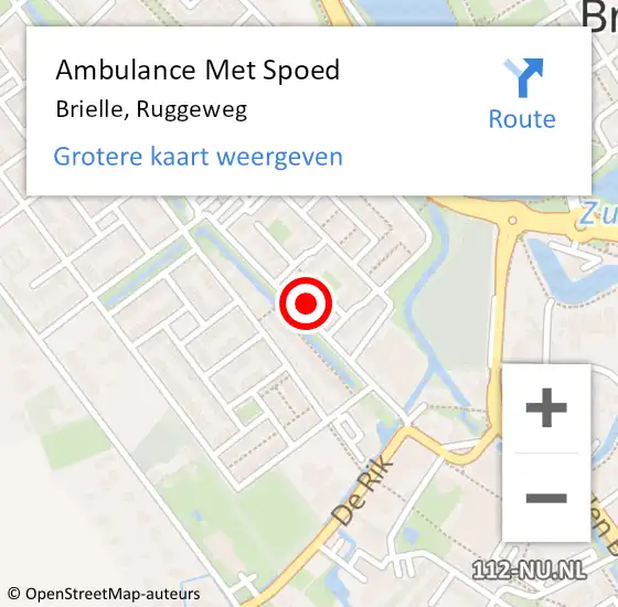 Locatie op kaart van de 112 melding: Ambulance Met Spoed Naar Brielle, Ruggeweg op 25 mei 2020 08:38