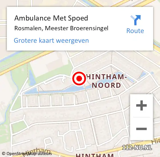 Locatie op kaart van de 112 melding: Ambulance Met Spoed Naar Rosmalen, Meester Broerensingel op 25 mei 2020 08:44