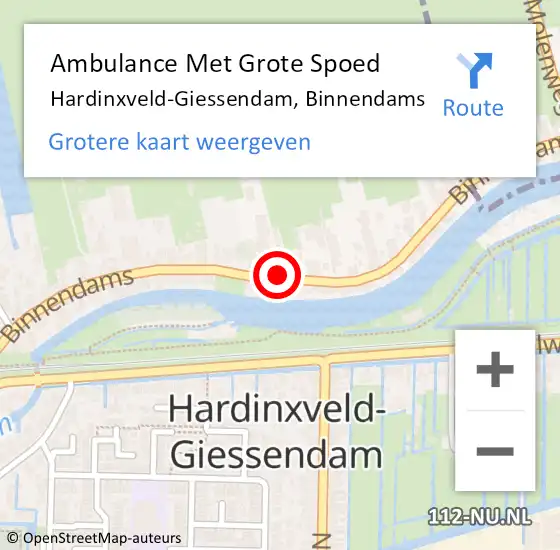 Locatie op kaart van de 112 melding: Ambulance Met Grote Spoed Naar Hardinxveld-Giessendam, Binnendams op 25 mei 2020 09:39