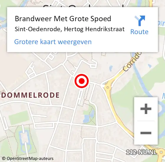 Locatie op kaart van de 112 melding: Brandweer Met Grote Spoed Naar Sint-Oedenrode, Hertog Hendrikstraat op 25 mei 2020 11:05