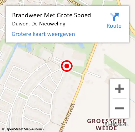 Locatie op kaart van de 112 melding: Brandweer Met Grote Spoed Naar Duiven, De Nieuweling op 25 mei 2020 11:12