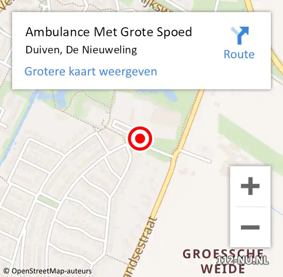 Locatie op kaart van de 112 melding: Ambulance Met Grote Spoed Naar Duiven, De Nieuweling op 25 mei 2020 11:13