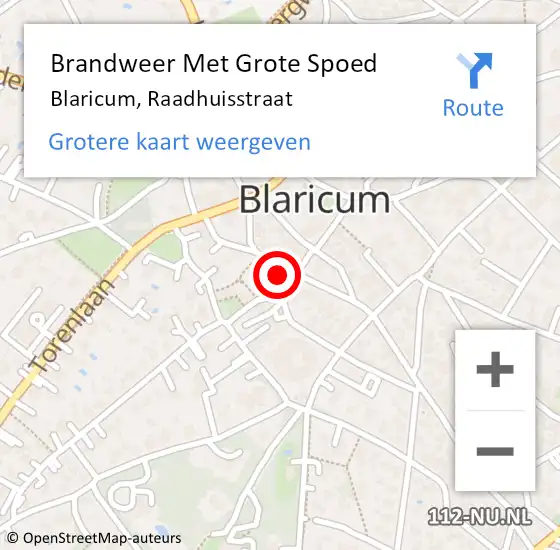 Locatie op kaart van de 112 melding: Brandweer Met Grote Spoed Naar Blaricum, Raadhuisstraat op 25 mei 2020 11:32