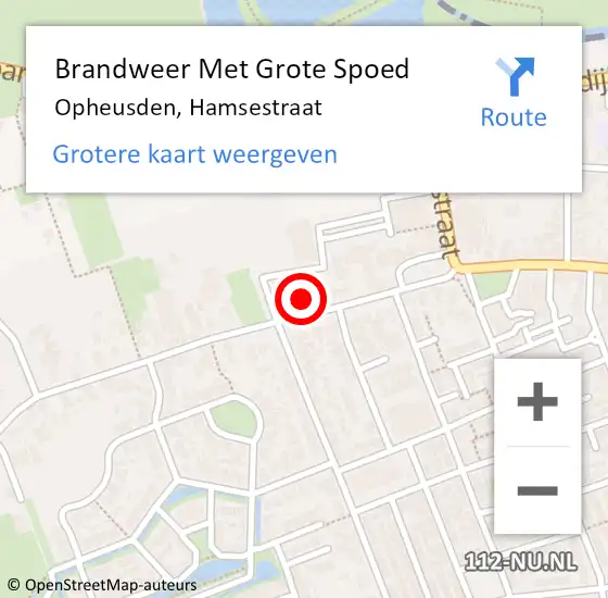 Locatie op kaart van de 112 melding: Brandweer Met Grote Spoed Naar Opheusden, Hamsestraat op 7 mei 2014 17:24