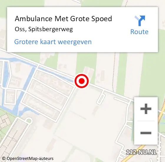 Locatie op kaart van de 112 melding: Ambulance Met Grote Spoed Naar Oss, Spitsbergerweg op 25 mei 2020 13:22