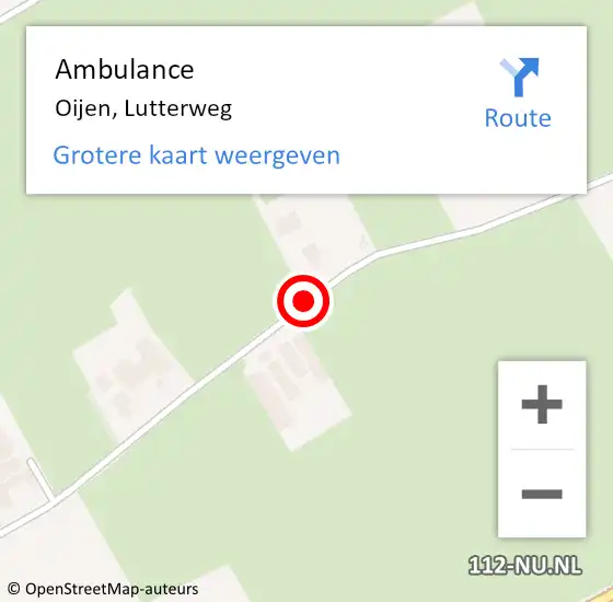 Locatie op kaart van de 112 melding: Ambulance Oijen, Lutterweg op 25 mei 2020 13:23