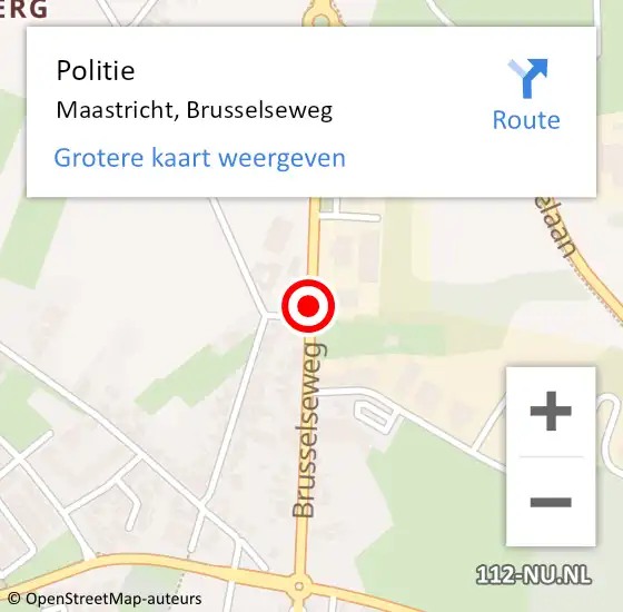 Locatie op kaart van de 112 melding: Politie Maastricht, Brusselseweg op 25 mei 2020 14:03
