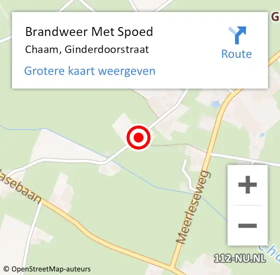 Locatie op kaart van de 112 melding: Brandweer Met Spoed Naar Chaam, Ginderdoorstraat op 25 mei 2020 14:13