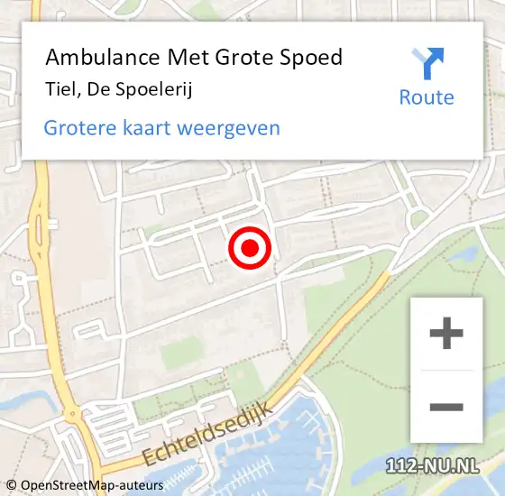 Locatie op kaart van de 112 melding: Ambulance Met Grote Spoed Naar Tiel, De Spoelerij op 25 mei 2020 14:13