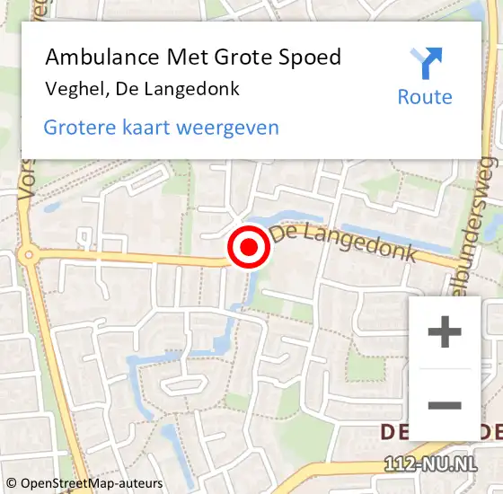 Locatie op kaart van de 112 melding: Ambulance Met Grote Spoed Naar Veghel, De Langedonk op 25 mei 2020 14:18