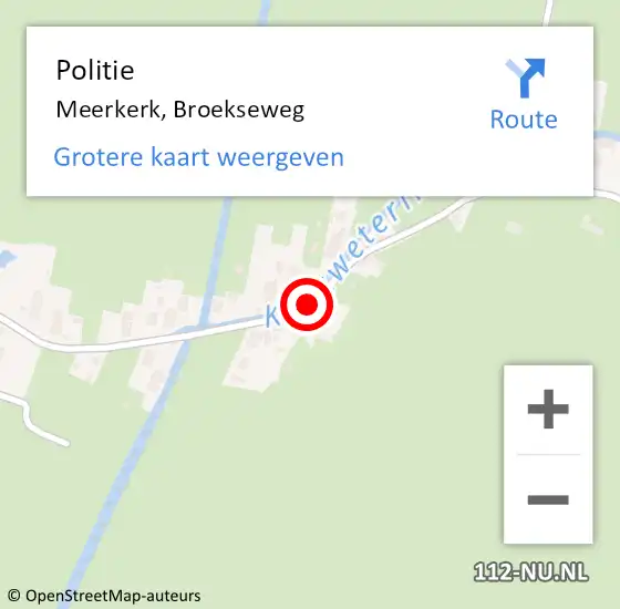 Locatie op kaart van de 112 melding: Politie Meerkerk, Broekseweg op 25 mei 2020 14:52