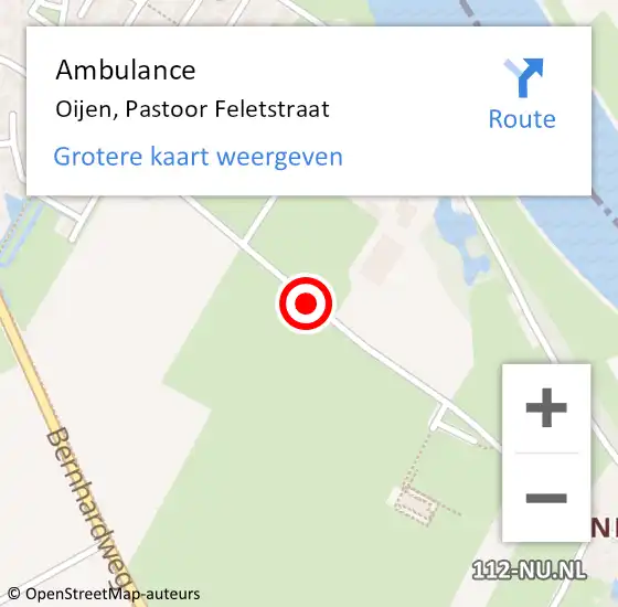 Locatie op kaart van de 112 melding: Ambulance Oijen, Pastoor Feletstraat op 25 mei 2020 15:04