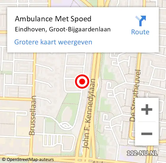 Locatie op kaart van de 112 melding: Ambulance Met Spoed Naar Eindhoven, Groot-Bijgaardenlaan op 25 mei 2020 15:06