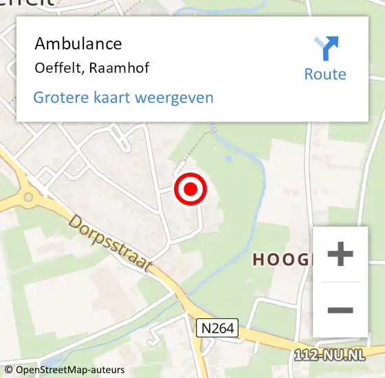 Locatie op kaart van de 112 melding: Ambulance Oeffelt, Raamhof op 25 mei 2020 15:40