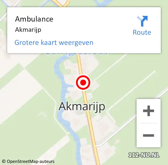 Locatie op kaart van de 112 melding: Ambulance Akmarijp op 25 mei 2020 15:55