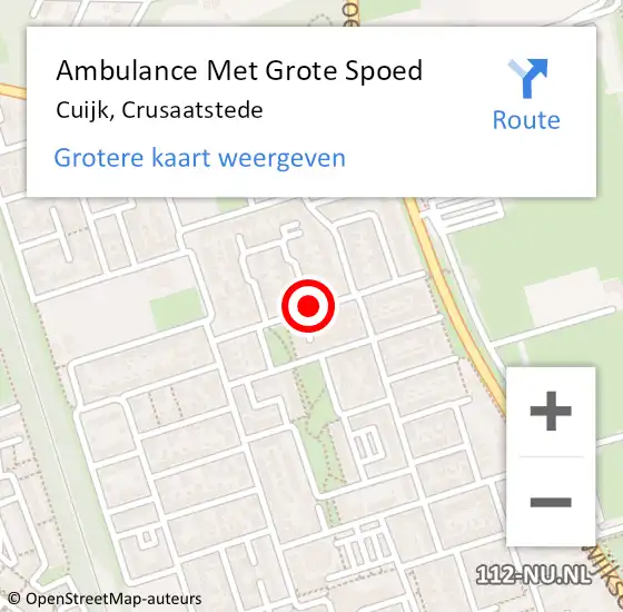 Locatie op kaart van de 112 melding: Ambulance Met Grote Spoed Naar Cuijk, Crusaatstede op 25 mei 2020 17:12