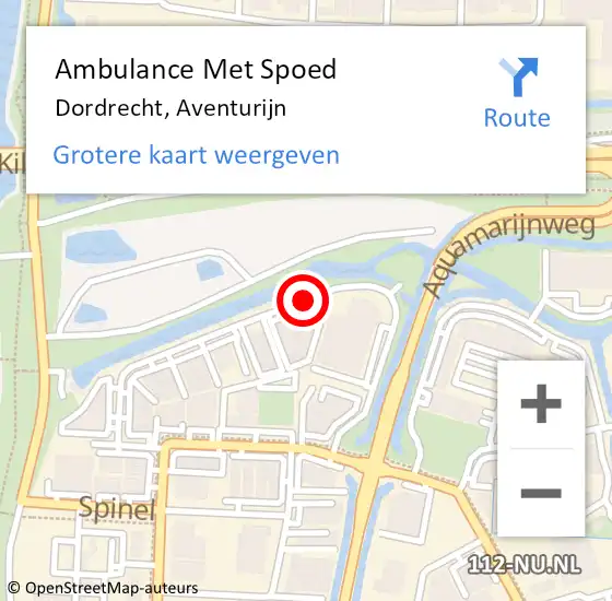 Locatie op kaart van de 112 melding: Ambulance Met Spoed Naar Dordrecht, Aventurijn op 25 mei 2020 17:38