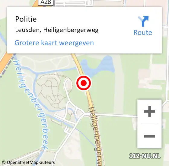 Locatie op kaart van de 112 melding: Politie Leusden, Heiligenbergerweg op 25 mei 2020 19:21