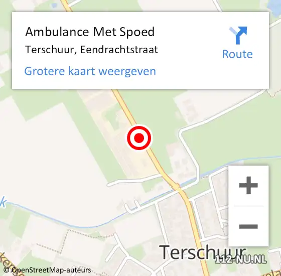 Locatie op kaart van de 112 melding: Ambulance Met Spoed Naar Terschuur, Eendrachtstraat op 25 mei 2020 19:37