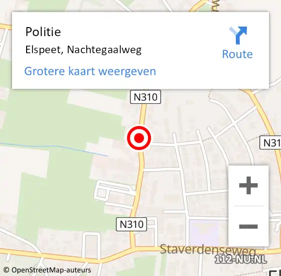 Locatie op kaart van de 112 melding: Politie Elspeet, Nachtegaalweg op 25 mei 2020 21:25