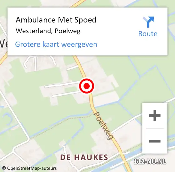 Locatie op kaart van de 112 melding: Ambulance Met Spoed Naar Westerland, Poelweg op 26 mei 2020 01:16