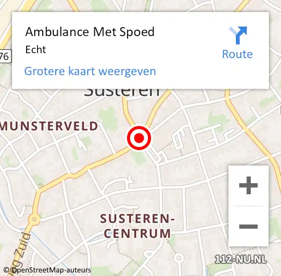 Locatie op kaart van de 112 melding: Ambulance Met Spoed Naar Susteren op 26 mei 2020 01:22