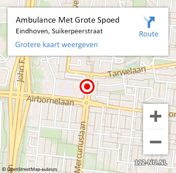 Locatie op kaart van de 112 melding: Ambulance Met Grote Spoed Naar Eindhoven, Suikerpeerstraat op 26 mei 2020 21:42