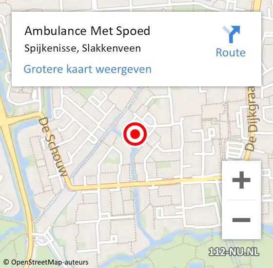 Locatie op kaart van de 112 melding: Ambulance Met Spoed Naar Spijkenisse, Slakkenveen op 26 mei 2020 22:03