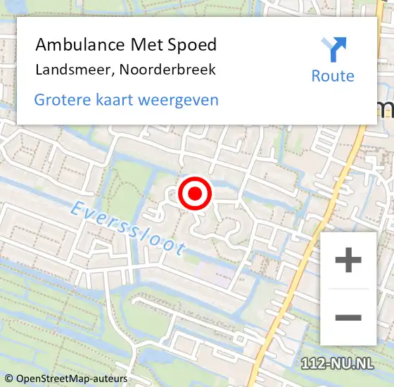 Locatie op kaart van de 112 melding: Ambulance Met Spoed Naar Landsmeer, Noorderbreek op 26 mei 2020 23:13