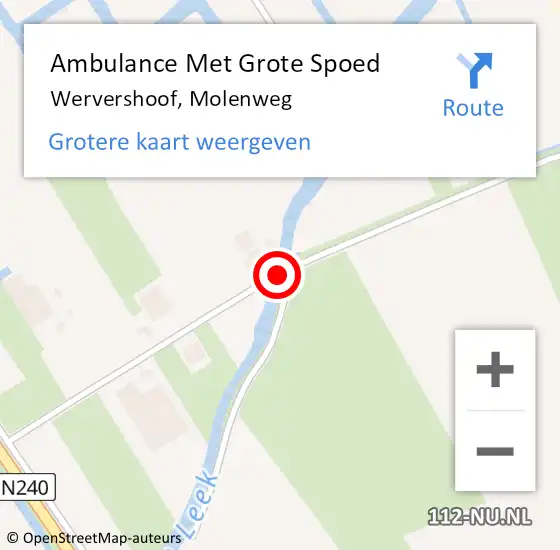 Locatie op kaart van de 112 melding: Ambulance Met Grote Spoed Naar Wervershoof, Molenweg op 27 mei 2020 00:45