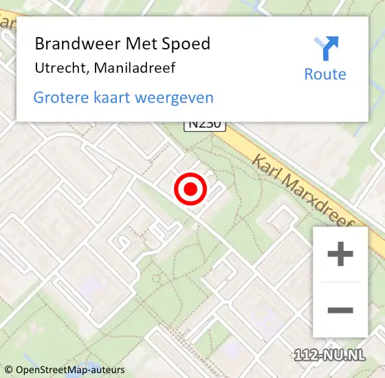 Locatie op kaart van de 112 melding: Brandweer Met Spoed Naar Utrecht, Maniladreef op 27 mei 2020 04:48