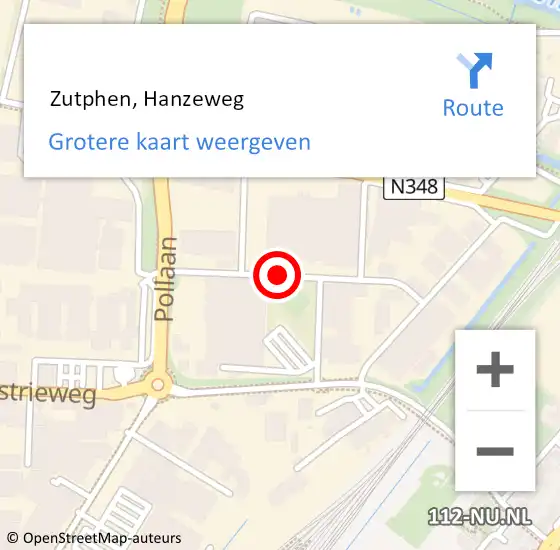 Locatie op kaart van de 112 melding:  Zutphen, Hanzeweg op 27 mei 2020 05:15