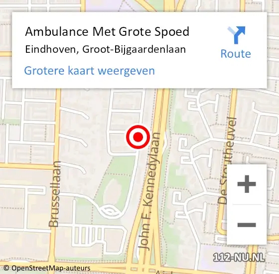 Locatie op kaart van de 112 melding: Ambulance Met Grote Spoed Naar Eindhoven, Groot-Bijgaardenlaan op 27 mei 2020 08:04