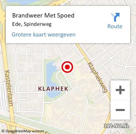 Locatie op kaart van de 112 melding: Brandweer Met Spoed Naar Ede, Spinderweg op 27 mei 2020 08:46