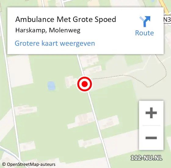 Locatie op kaart van de 112 melding: Ambulance Met Grote Spoed Naar Harskamp, Molenweg op 27 mei 2020 08:54