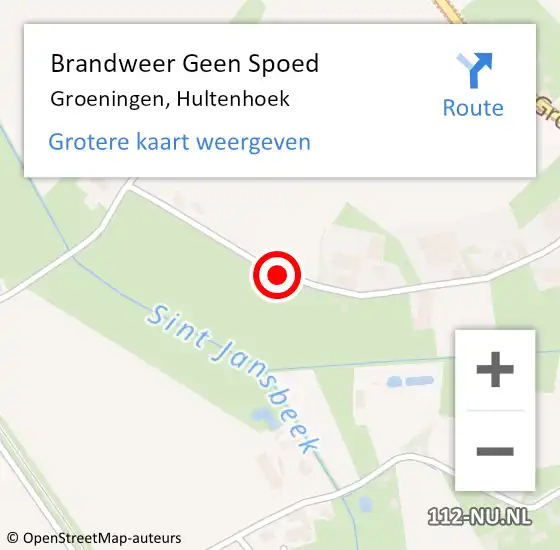 Locatie op kaart van de 112 melding: Brandweer Geen Spoed Naar Groeningen, Hultenhoek op 27 mei 2020 09:05