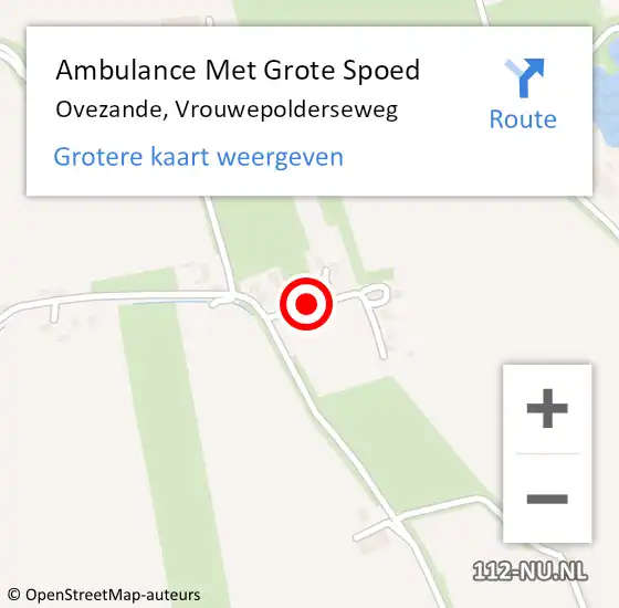 Locatie op kaart van de 112 melding: Ambulance Met Grote Spoed Naar Ovezande, Vrouwepolderseweg op 27 mei 2020 09:40