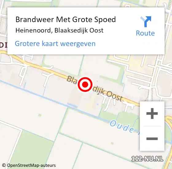 Locatie op kaart van de 112 melding: Brandweer Met Grote Spoed Naar Heinenoord, Blaaksedijk Oost op 27 mei 2020 09:57