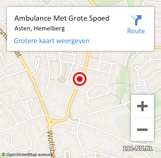 Locatie op kaart van de 112 melding: Ambulance Met Grote Spoed Naar Asten, Hemelberg op 27 mei 2020 10:59