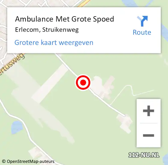 Locatie op kaart van de 112 melding: Ambulance Met Grote Spoed Naar Erlecom, Struikenweg op 27 mei 2020 11:59