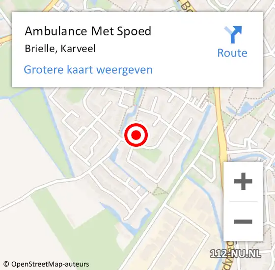 Locatie op kaart van de 112 melding: Ambulance Met Spoed Naar Brielle, Karveel op 27 mei 2020 13:00