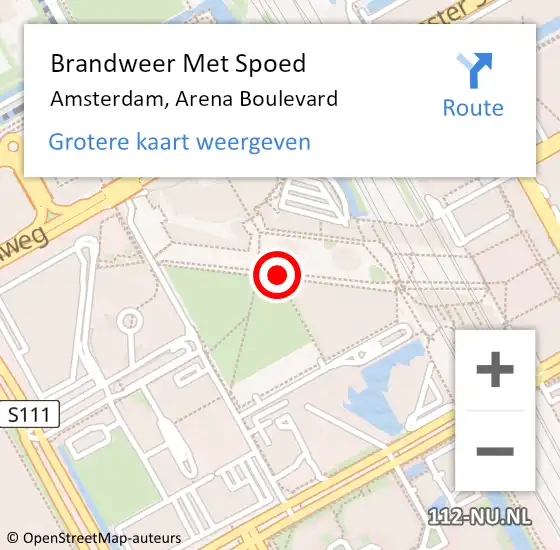 Locatie op kaart van de 112 melding: Brandweer Met Spoed Naar Amsterdam, Arena Boulevard op 27 mei 2020 13:45