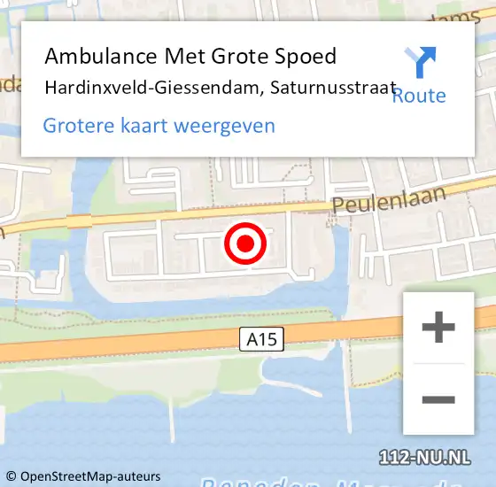 Locatie op kaart van de 112 melding: Ambulance Met Grote Spoed Naar Hardinxveld-Giessendam, Saturnusstraat op 27 mei 2020 13:54