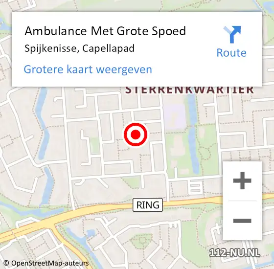 Locatie op kaart van de 112 melding: Ambulance Met Grote Spoed Naar Spijkenisse, Capellapad op 27 mei 2020 15:09