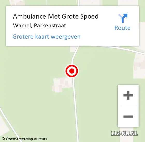 Locatie op kaart van de 112 melding: Ambulance Met Grote Spoed Naar Wamel, Parkenstraat op 27 mei 2020 15:09