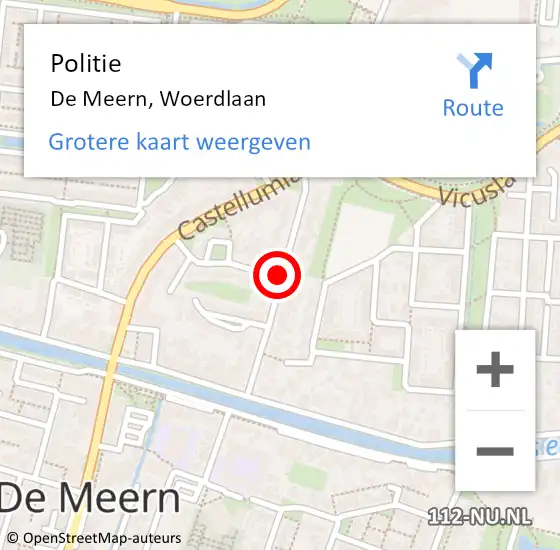 Locatie op kaart van de 112 melding: Politie De Meern, Woerdlaan op 27 mei 2020 15:20