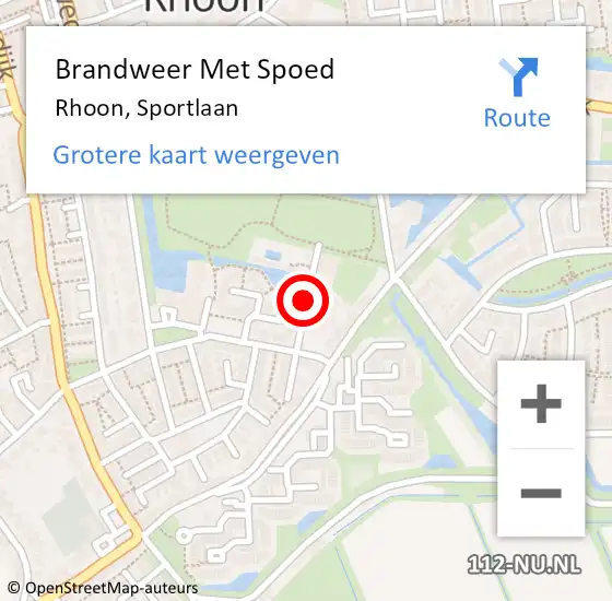 Locatie op kaart van de 112 melding: Brandweer Met Spoed Naar Rhoon, Sportlaan op 27 mei 2020 16:28