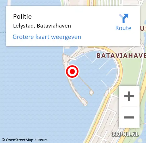 Locatie op kaart van de 112 melding: Politie Lelystad, Bataviahaven op 27 mei 2020 16:33
