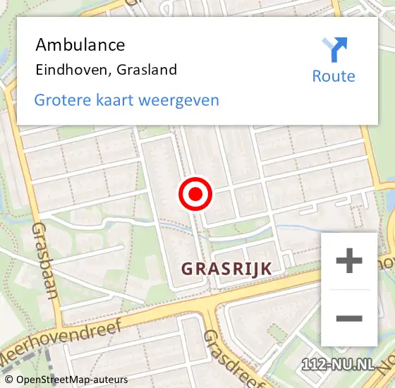 Locatie op kaart van de 112 melding: Ambulance Eindhoven, Grasland op 27 mei 2020 16:33